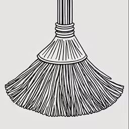 black and white illustration of a broom sweeping