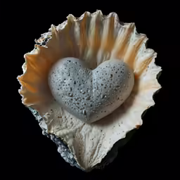 a heart shaped soap sitting on top of a shell