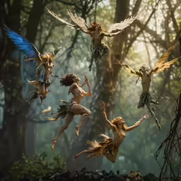 several artistic photographs of people and animals in the forest
