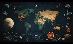 a world map on display in a museum