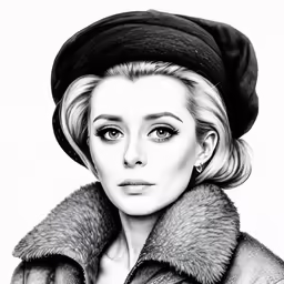a drawing of the hollywood actress with a hat