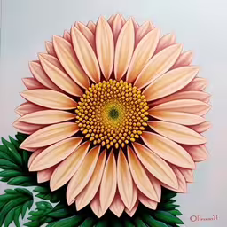 there is a picture of a large flower that appears to be a dahlia,large pink flower with green leaves on top of a white background