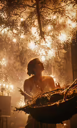 an image of a person holding the lights above her