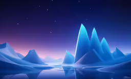abstract illustration of icebergs with star in the sky