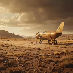 an old airplane sitting on top of a dry grass field