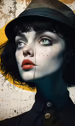 a woman in a black hat and coat