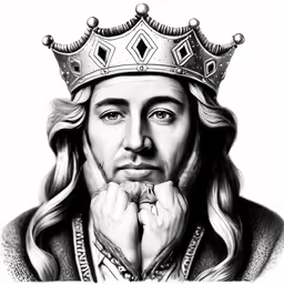 a black and white portrait of jesus wearing a crown