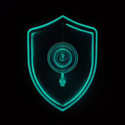 a neon light shield in the dark