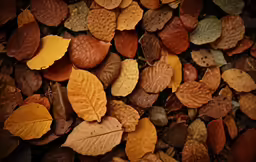 colorful leaves are laying on the ground