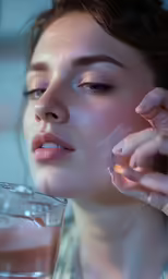 a woman getting her make up applied in the dark