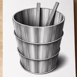 a pencil drawing of a cup sitting on top of a wooden table