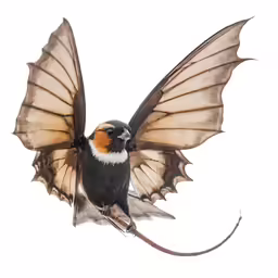 the bird is flying and spreading its wings