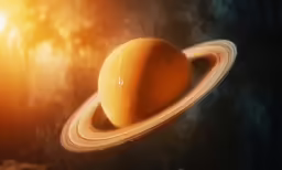 the image shows a saturn as it passes by