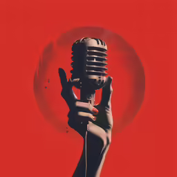 an image of a woman holding a microphone