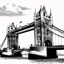 the tower bridge is black and white photograph