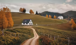 there is a picture of a house in the field