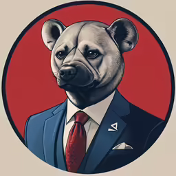 an image of the head of a bear in a suit
