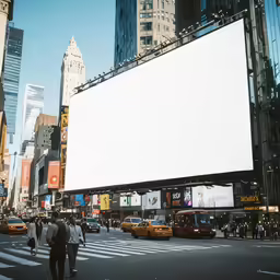 a large billboard is in the middle of an intersection