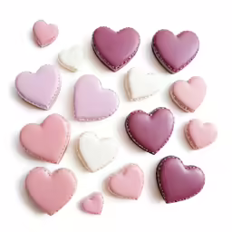 cookies shaped like hearts on a white surface