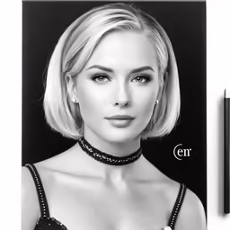 a model with big breasts is drawn by a marker