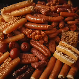 a plate full of food sitting on top of a wooden table
