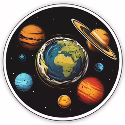 a plate with a bunch of planets on it