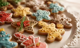 several colorful, decorated cookies are sitting on a plate