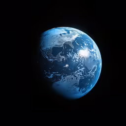 the earth from space in a very dark light
