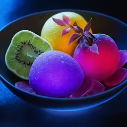 a bowl of fruit including kiwi, oranges and water melon