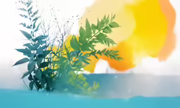 there is a tree on the water with leaves