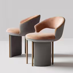 a chair with two circular bases and one that has a curved back