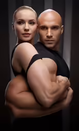 a man and woman that are very well fit