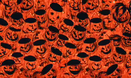 a large pile of fake eyes on a table
