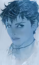 a painting of a young man with the hair falling in