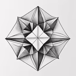 black and white drawing of an abstract poly structure
