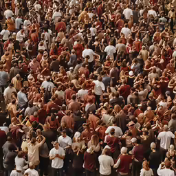 a crowd of people stand in a crowded area