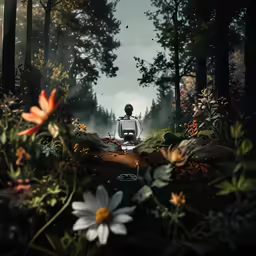 a man is riding a motorcycle through the woods