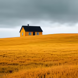 a house that is sitting on a field