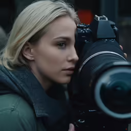 a woman using a camera to take a photo
