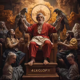 a group of people are sitting in chairs with a man sitting on top