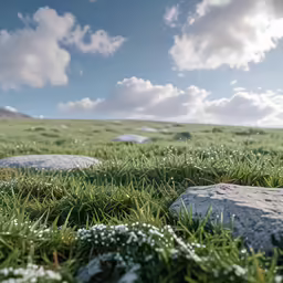 large stones in the middle of a grass field