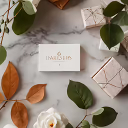 a small white box on top of some soap bars