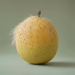 the top half of a yellow and green fruit