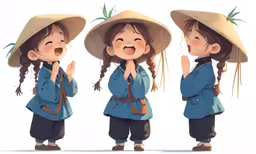 some asian cartoon characters making hand gestures with their hands