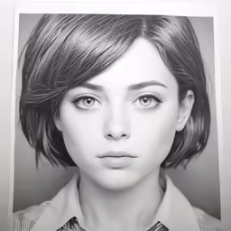 a pencil drawing of a woman in black and white