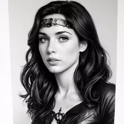 a black and white photo of a young woman