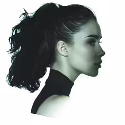 the profile of an asian woman wearing black