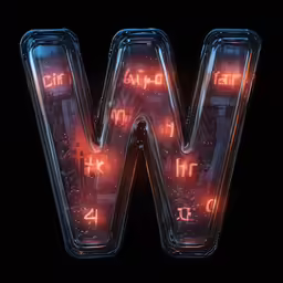 a letter made out of glowing orange letters