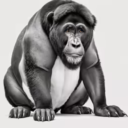 the large gorilla looks like he is holding the ground