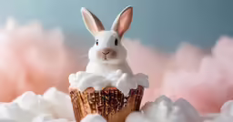 there is a stuffed rabbit in a cupcake